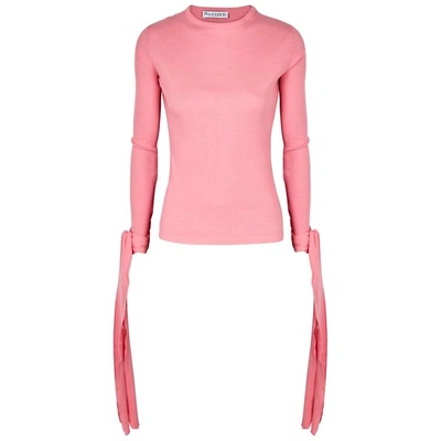 Shop Jw Anderson Pink Ribbed Cotton Top