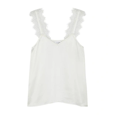 Shop Cami Nyc Chelsea Lace-trimmed Silk Top In White
