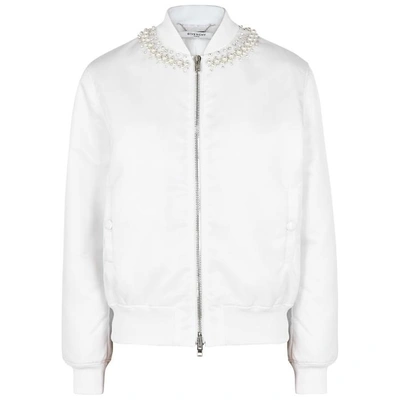 Shop Givenchy White Embellished Bomber Jacket