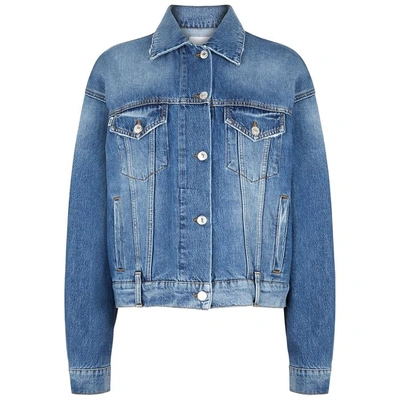 Shop Msgm Blue Appliquéd Denim Jacket