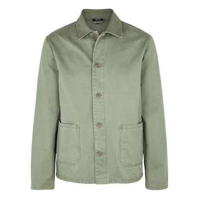 Shop Apc Kerlouan Sage Cotton Twill Jacket In Khaki