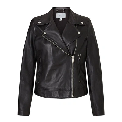 Shop Jigsaw Clean Leather Biker Jacket In Black