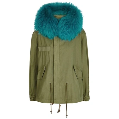 Shop Mr & Mrs Italy Army Green Fur-trimmed Cotton Parka