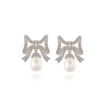 Shop Apples & Figs Silver Tone Marquise Pearl Earrings