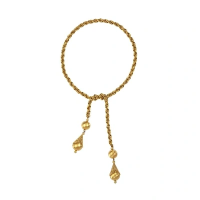 Shop Susan Caplan Contemporary 1970s Vintage Monet Filigree Lariat Necklace In Gold Plate