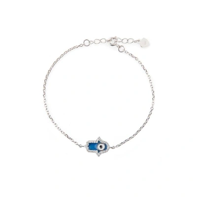 Shop Apples & Figs Mini Fatima S Hand Bracelet In Silver