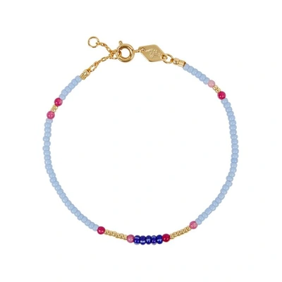 Shop Anni Lu Peppy 18ct Gold-plated Beaded Bracelet In Blue