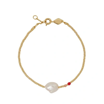 Shop Anni Lu Baroque Pearl 18ct Gold-plated Bracelet In Corel