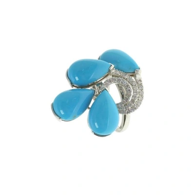 Shop Mozafarian Turquoise Ring In Silver