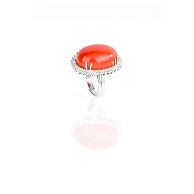 Shop Mozafarian Coral Ring In Silver