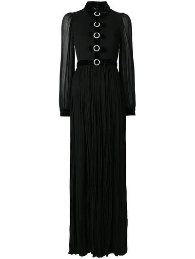Shop Gucci Bow Embellished Evening Gown In Black