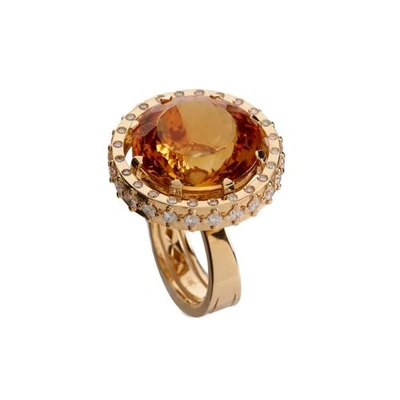 Shop Mozafarian Yellow Gold And Diamond Ring