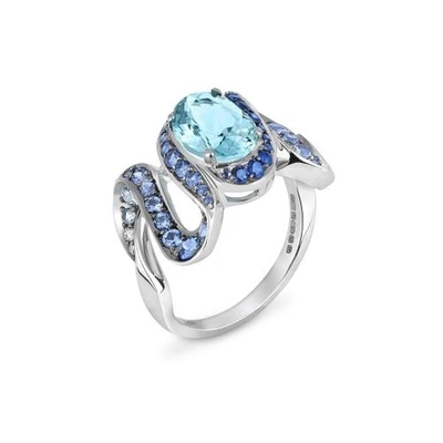 Shop Niquesa Dance Ring Aquamarine Sapphires And Diamonds