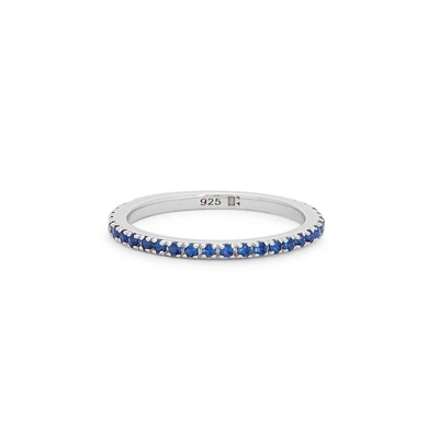 Shop Rosie Fortescue Crystal-embellished Sterling Silver Ring In Blue