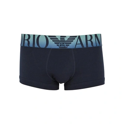 Shop Emporio Armani Navy Stretch Cotton Boxer Briefs In Black