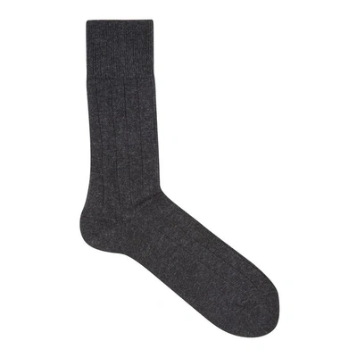 Shop Falke Black Cashmere Blend Socks In Charcoal