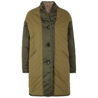 Hayley Reversible Quilted Coat In Khaki