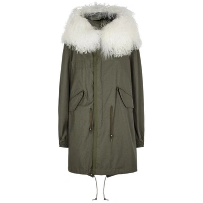 Shop Mr & Mrs Italy Olive Shearling-trimmed Cotton Parka In Green