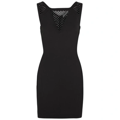 Shop Versace Stud-embellished Panelled Dress In Black