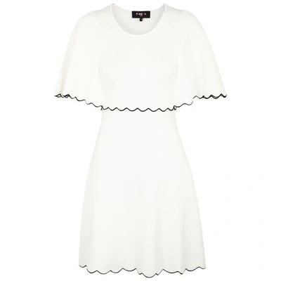 Shop Paule Ka White Scalloped Stretch-knit Dress