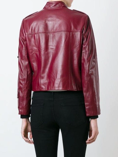 Shop Marc Jacobs Cropped Biker Jacket - Red