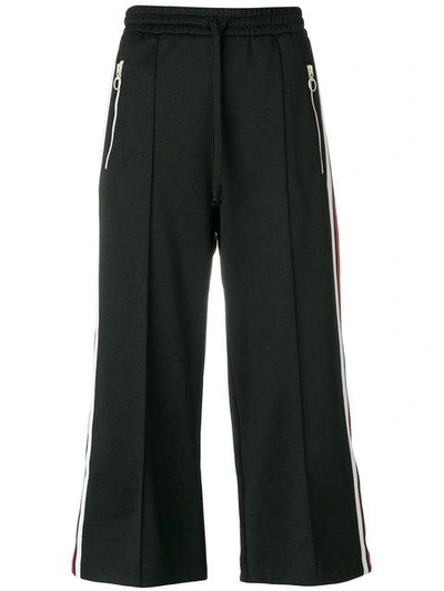 Shop Gucci Cropped Track Pants In Black
