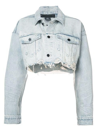 Shop Alexander Wang Cropped Loose Denim Jacket - Blue