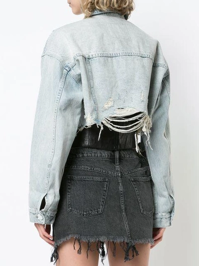 Shop Alexander Wang Cropped Loose Denim Jacket - Blue