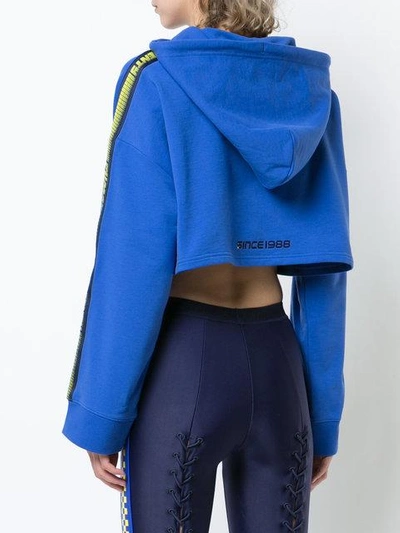 Shop Fenty X Puma Hooded Ls Cropped Sweatshirt - Blue