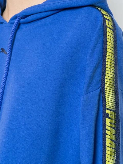 Shop Fenty X Puma Hooded Ls Cropped Sweatshirt - Blue