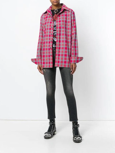 Shop Faith Connexion Oversized Checked Shirt - Red