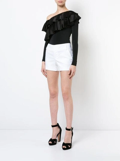Alice And Olivia Cady Cotton Blend Shorts In White