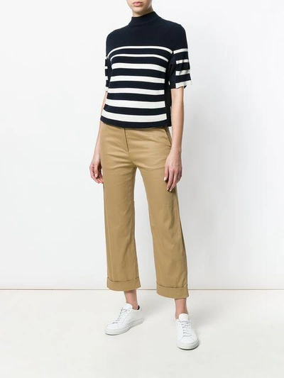 Nine In The Morning Cropped Turn Up Trousers In Brown