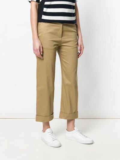 Shop Nine In The Morning Cropped Turn Up Trousers In Brown