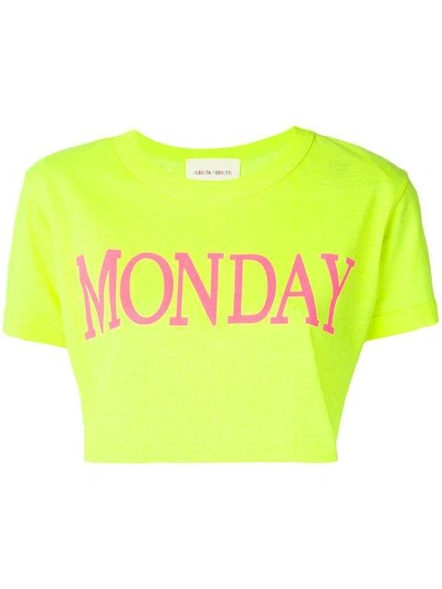 Shop Alberta Ferretti Monday Cropped T-shirt - Yellow