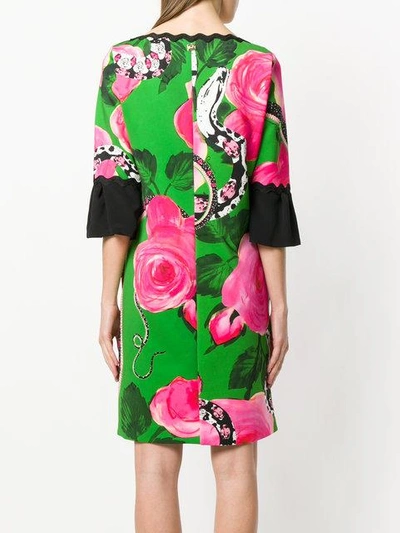 Shop Cavalli Class Floral Snake Print Dress In Multicolour