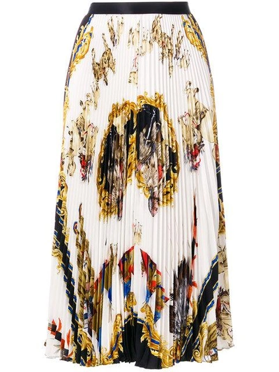 Shop Versace Baroque Pleated Skirt - Multicolour