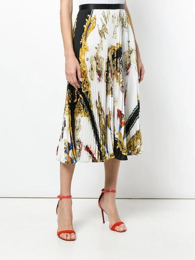 Shop Versace Baroque Pleated Skirt - Multicolour