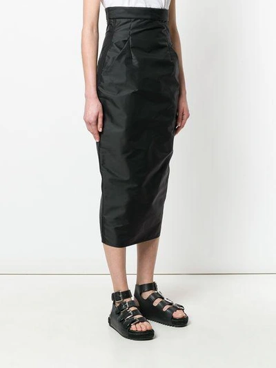 Shop Rick Owens Fitted High Waisted Pencil Skirt