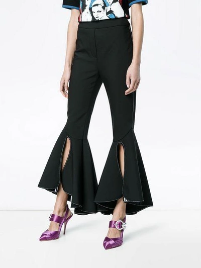 Shop Ellery High Waisted Fitted Flared Trousers In Black