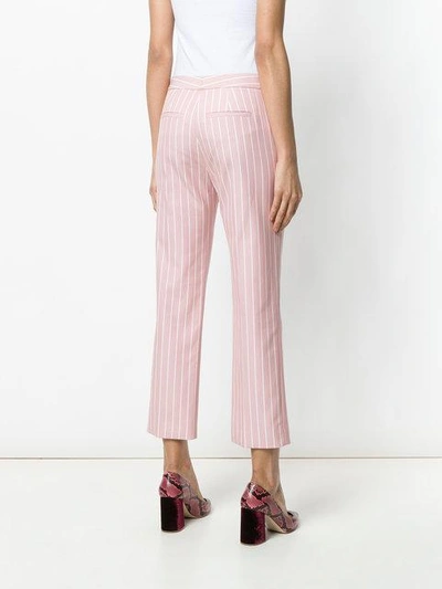 Shop Victoria Beckham Pinstripe Cropped Trousers In Pink