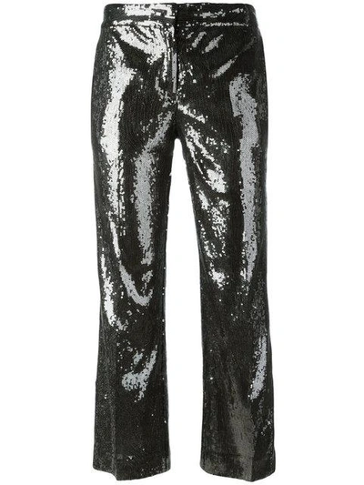 Shop N°21 Sequinned Cropped Trousers In Black