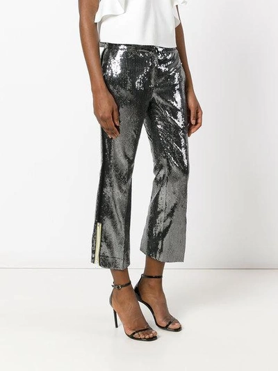 Shop N°21 Sequinned Cropped Trousers In Black
