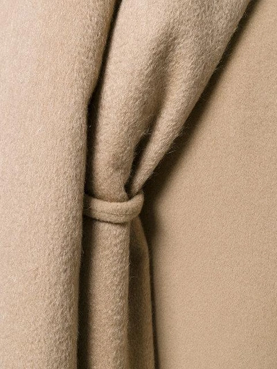 Shop Givenchy Asymmetric Scarf Trim Coat In Beige Camel