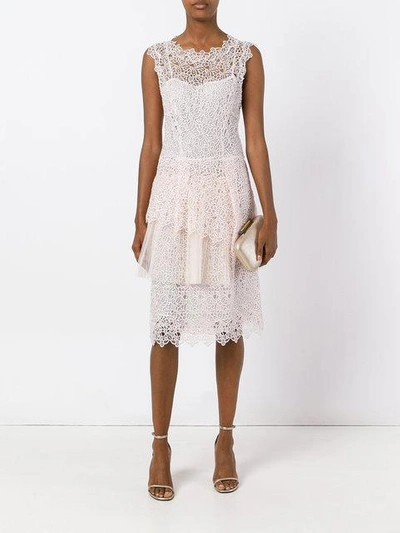 Shop Ermanno Scervino Embroidered Lace Dress In Neutrals