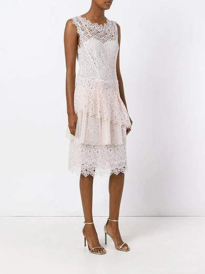 Shop Ermanno Scervino Embroidered Lace Dress In Neutrals