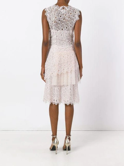 Shop Ermanno Scervino Embroidered Lace Dress In Neutrals