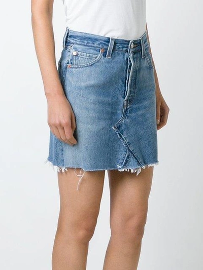 Shop Re/done Raw-hem Denim Skirt In Blue