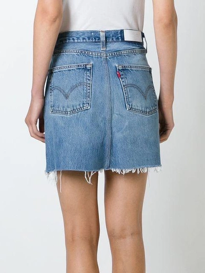 Shop Re/done Raw-hem Denim Skirt In Blue