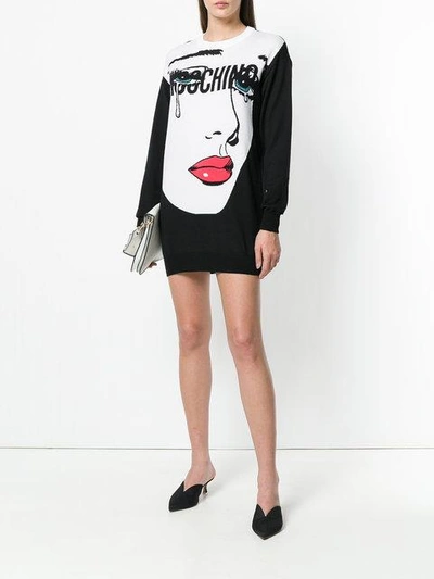 Shop Moschino Pop Art Print Knitted Dress - Black